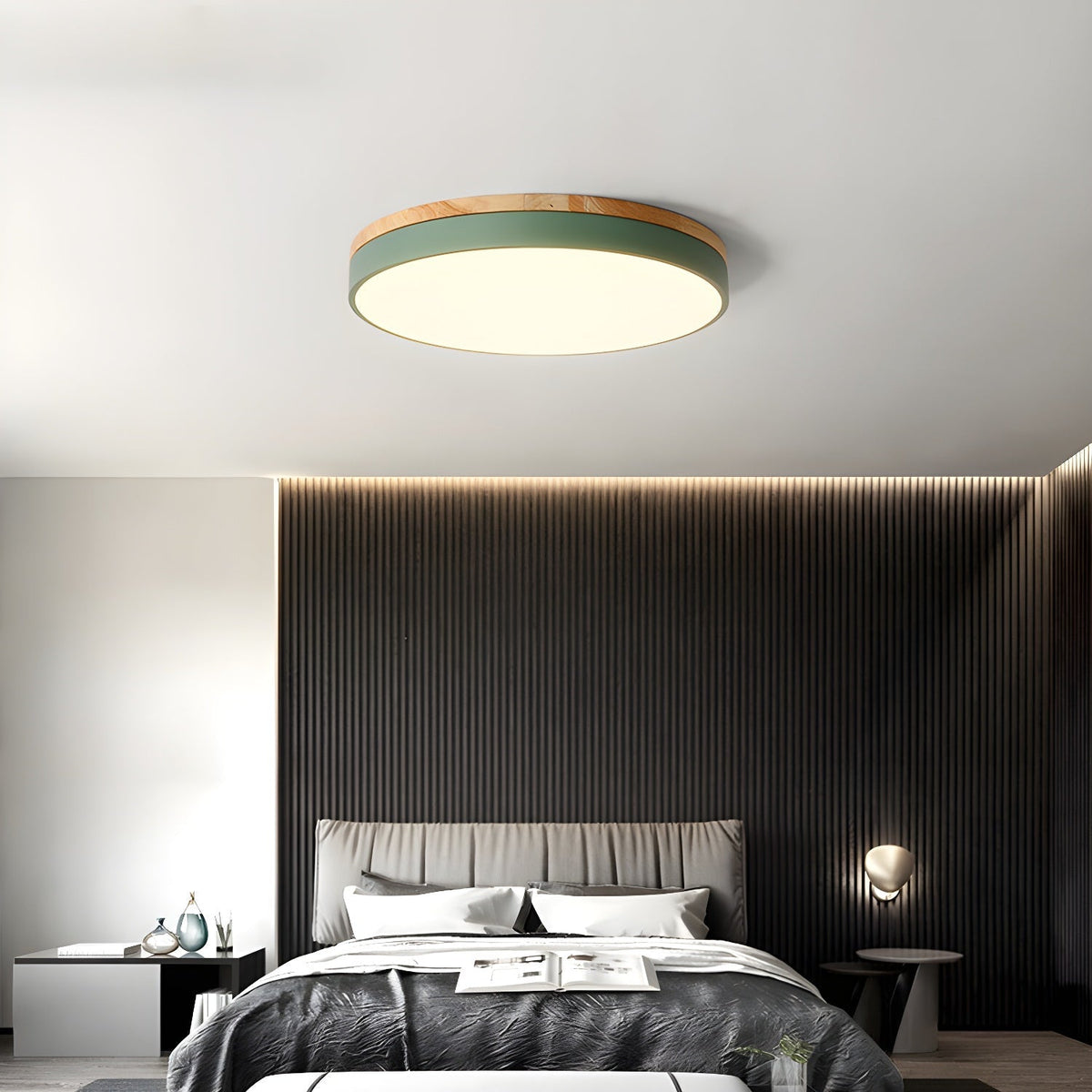 Folen Circular Wood Flush Mount Ceiling Light