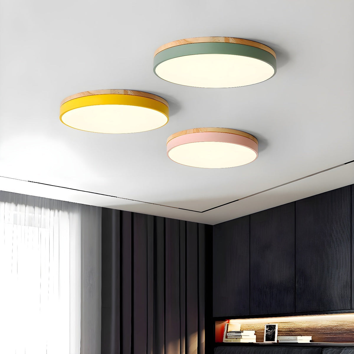 Folen Circular Wood Flush Mount Ceiling Light