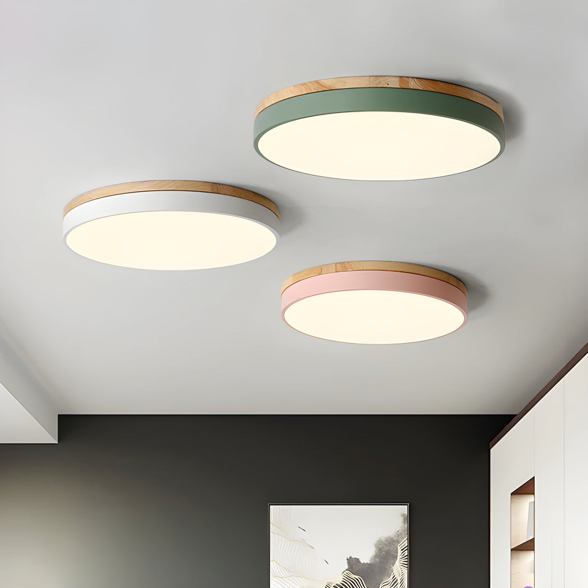 Folen Circular Wood Flush Mount Ceiling Light