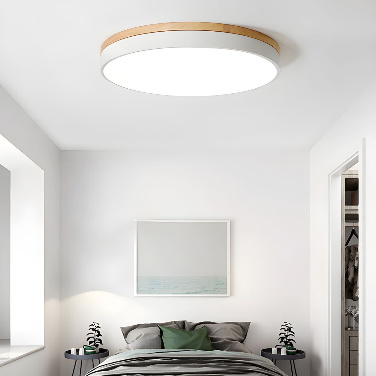 Folen Circular Wood Flush Mount Ceiling Light