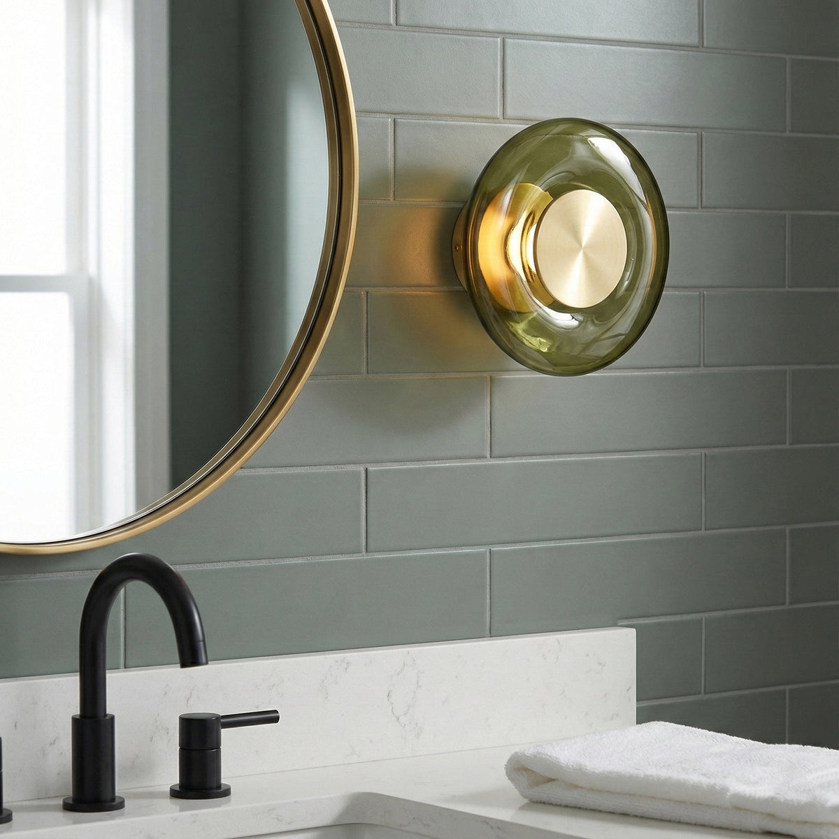 Oakmere Green Glass Wall Lamp