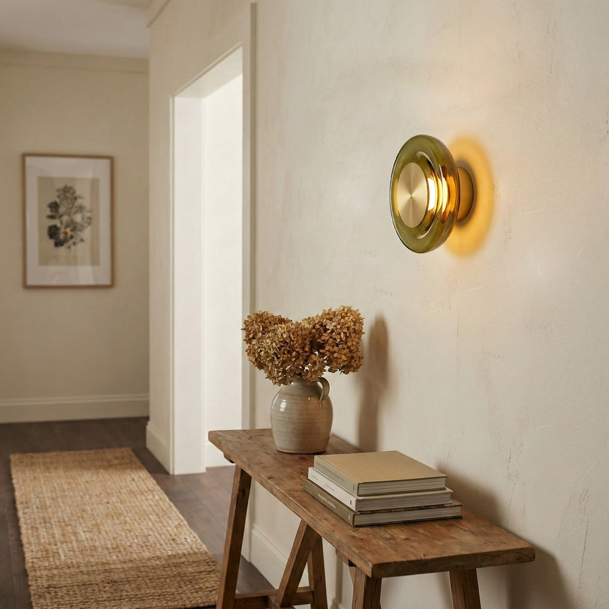 Oakmere Green Glass Wall Lamp