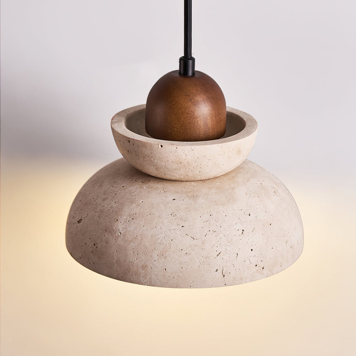 Noruena Tiered-Bell Travertine Pendant Light