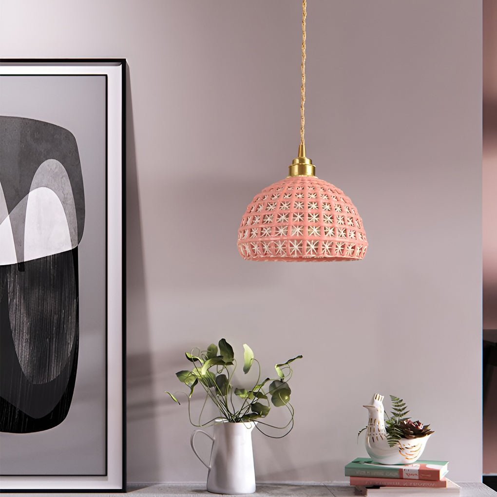 Artistic Semi Globe Ceramic Copper Pendant Light Modern Pendant Lighting - Lamp Outdoor