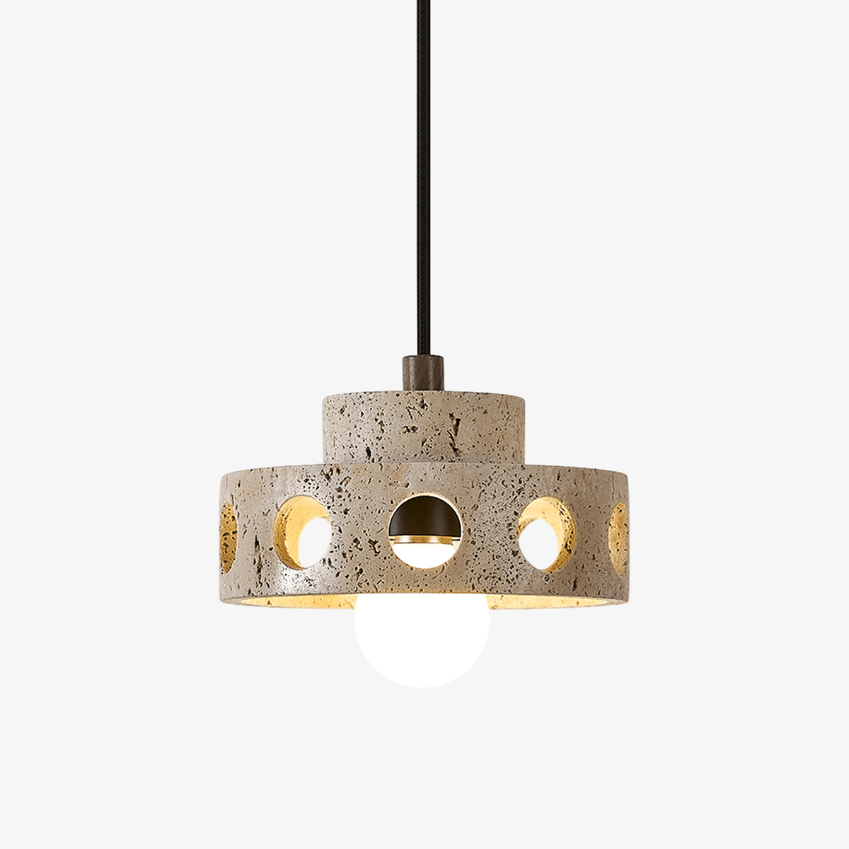 Bria Hollow Natural Yellow Travertine Pendant Lamp