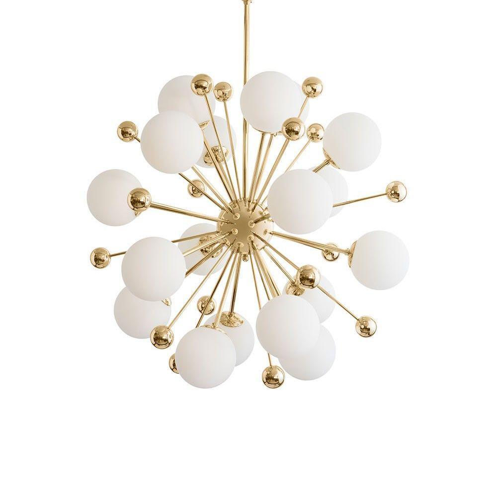 Caseraria Chandelier Brass Opal Globe