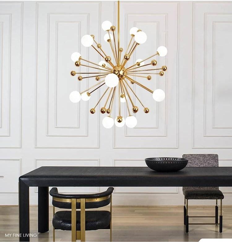 Caseraria Chandelier Brass Opal Globe