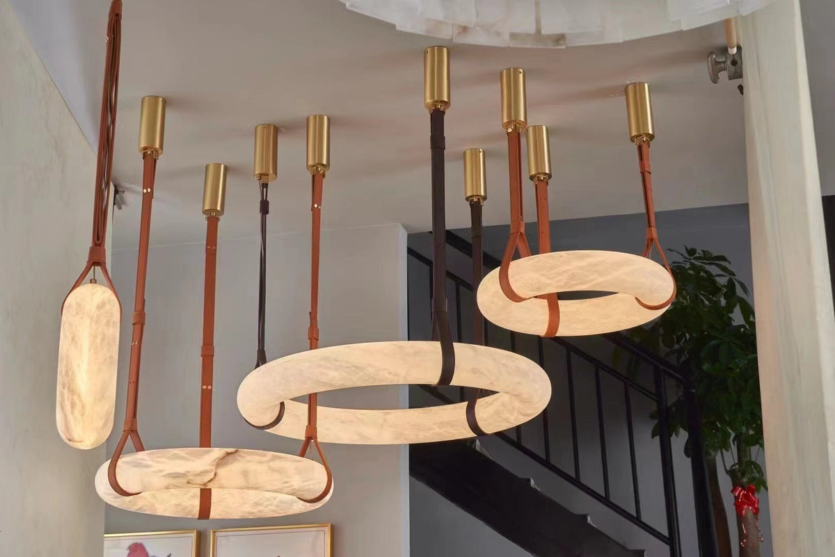 Tarys Alabaster Chandeliers  Ring Leather Strap Version B