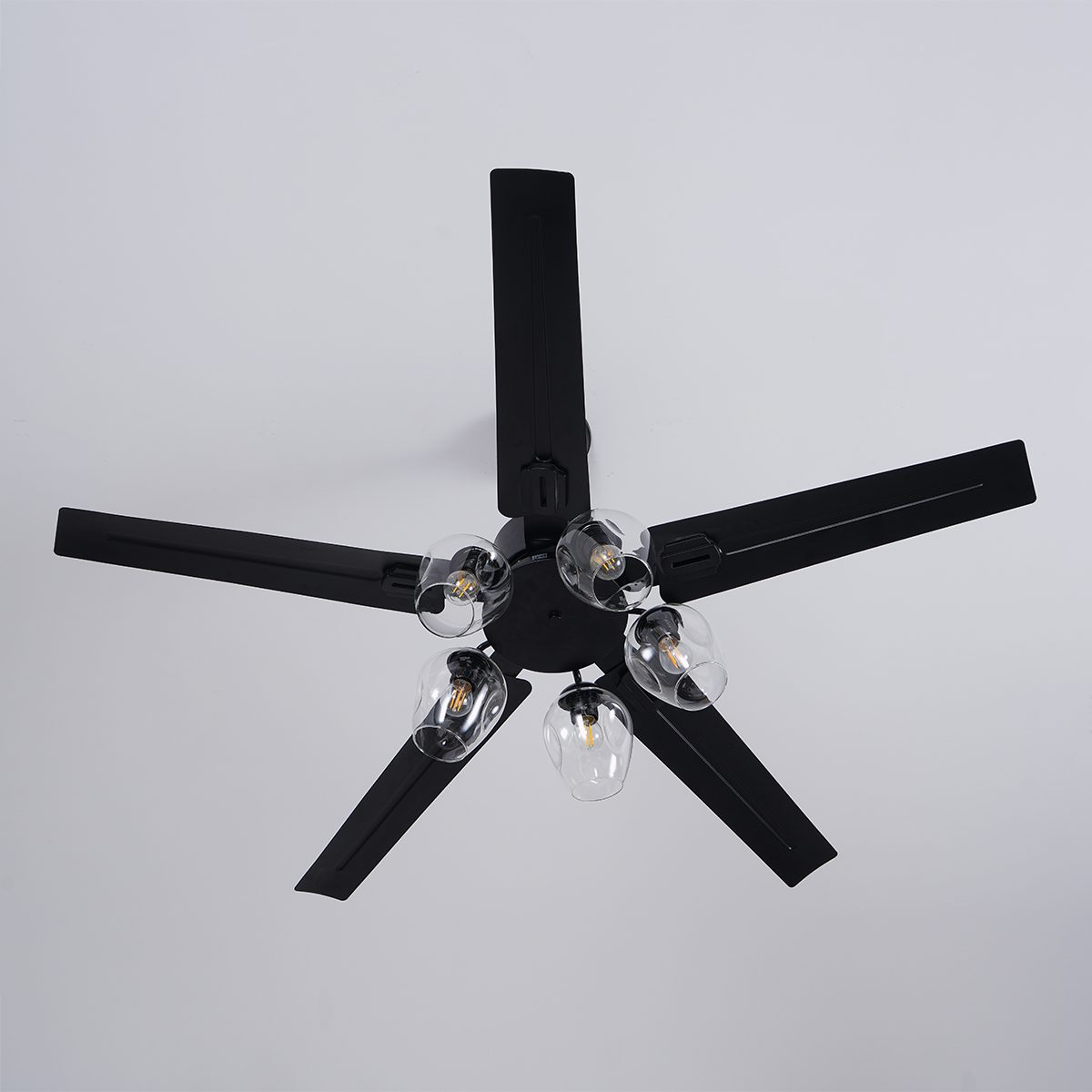 Zazoren Vintage Black Glass Ceiling Fan Light