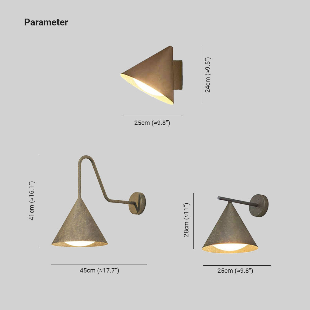 Arisha Modern Minimalist Cone Metal Outdoor Waterproof Wall Lamp，Black/Gold - Lamp Outdoor