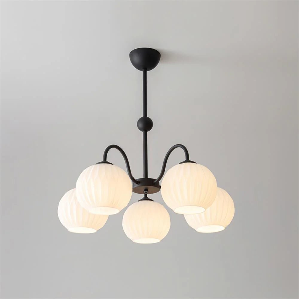 Velaaria Chandelier Green Ribbed Glass Modern 8-Light