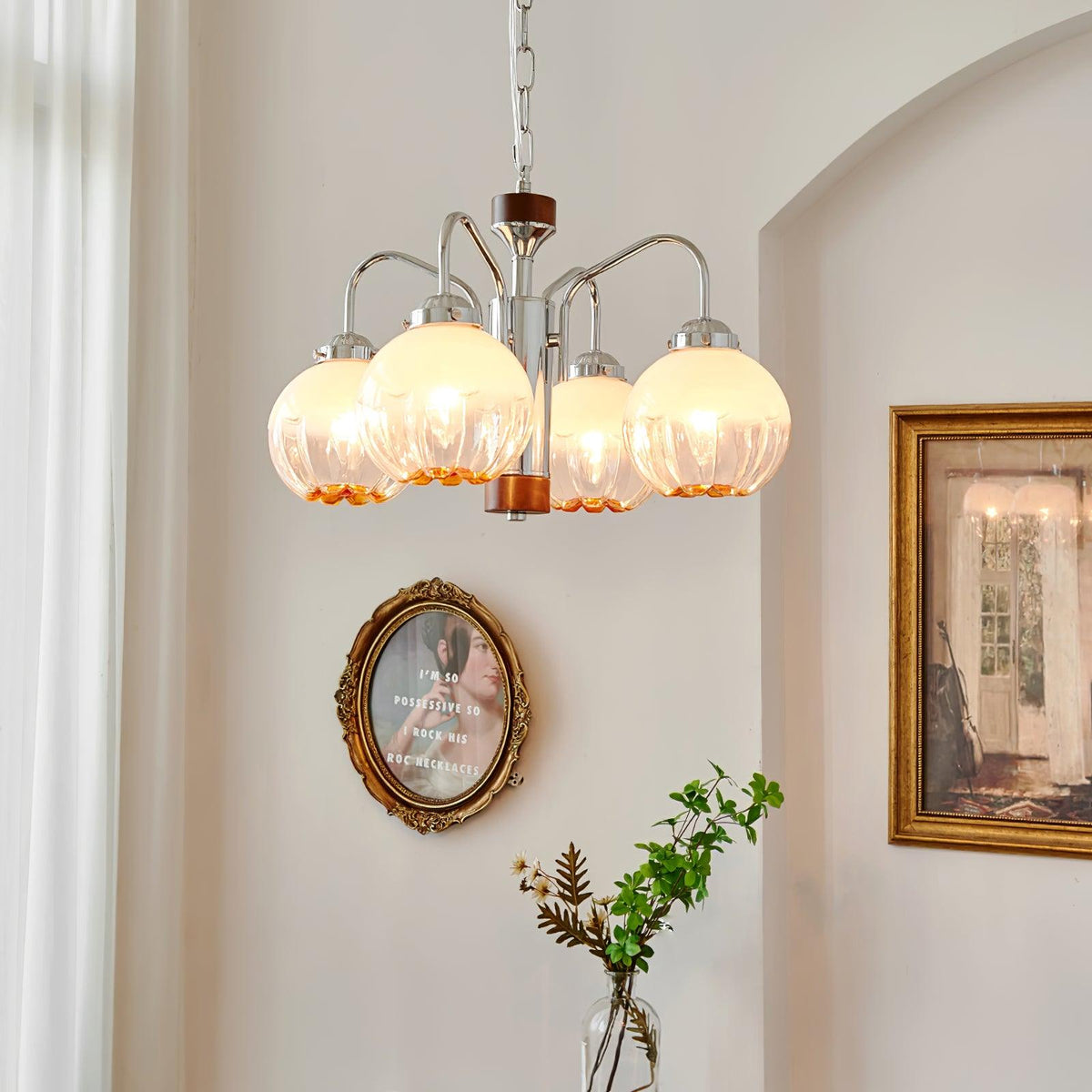 Ulliria Nordic Art Flower Walnut Glass Chandelier