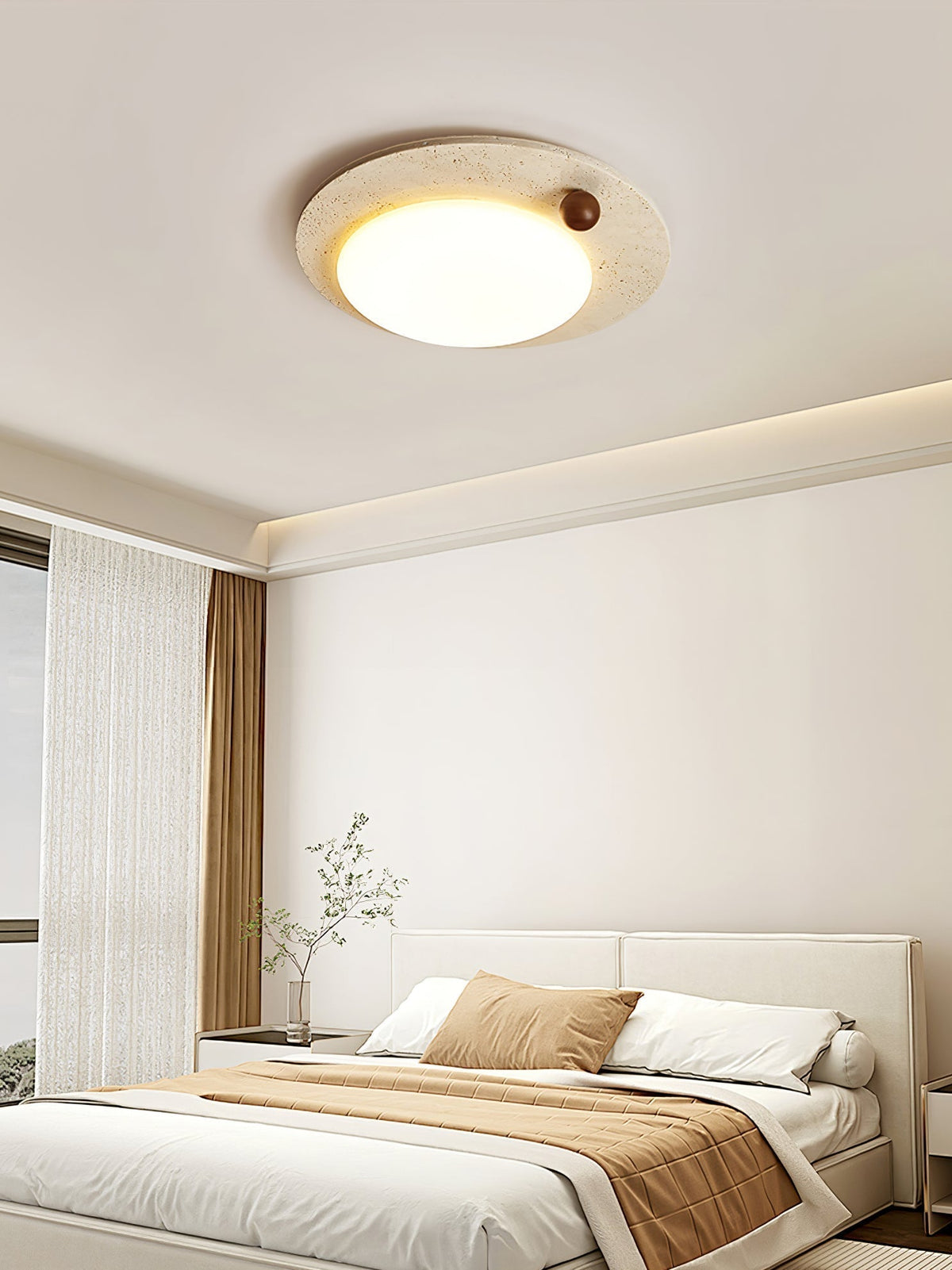 Aeolian Circular Travertine Ceiling Light