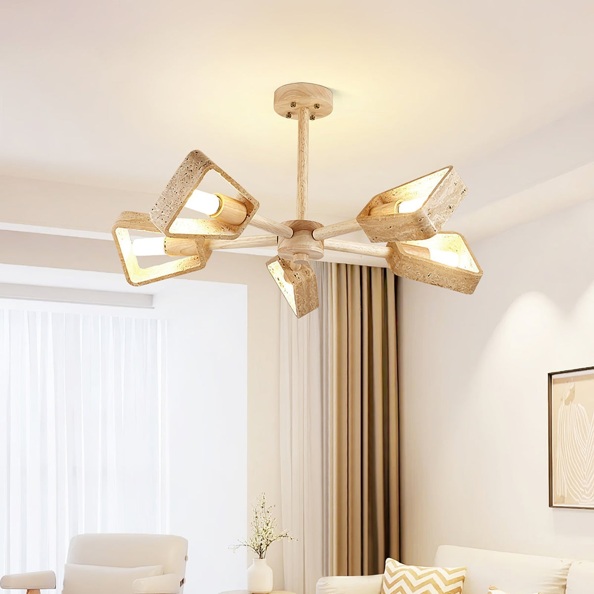 Hedra  Travertone  Geometric  Chandelier
