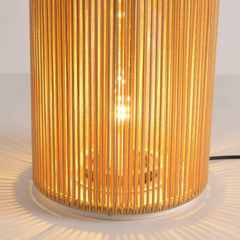 Ritta Retro Metal/Rattan Floor Lamp, Hardwired/Solar/LED, Outdoor - Lamp Outdoor