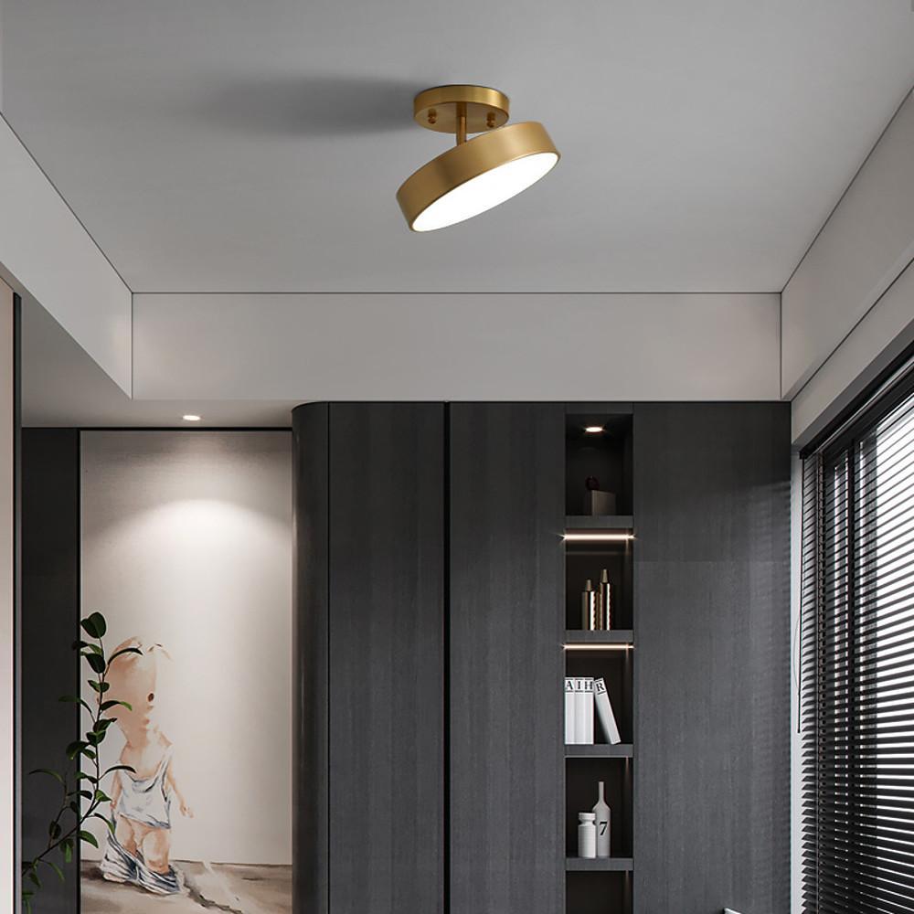 Circular Electroplated Copper LED Nordic Adjustable Ceiling Lights Flush Mount Lighting - Lamp Outdoor
