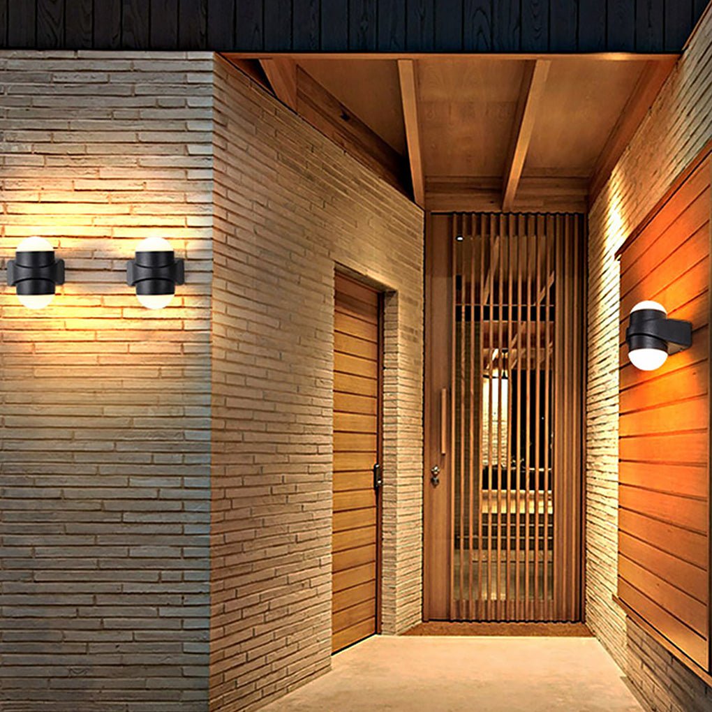 Round Waterproof LED Black Modern Up and Down Lights Outdoor Wall Sconces - Lamp Outdoor