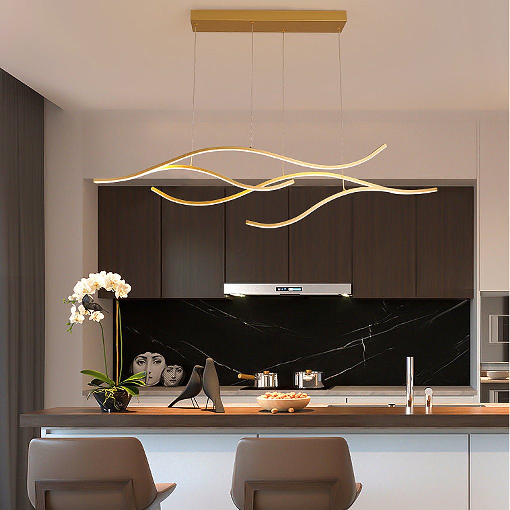 Wave Linear Hanging Branch Chandelier LED Island Ceiling Lights - Lamp Outdoor