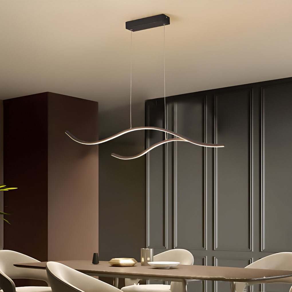 Wave Linear Hanging Branch Chandelier LED Island Ceiling Lights - Lamp Outdoor