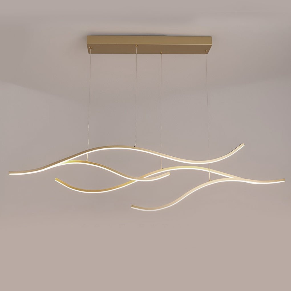 Wave Linear Hanging Branch Chandelier LED Island Ceiling Lights - Lamp Outdoor