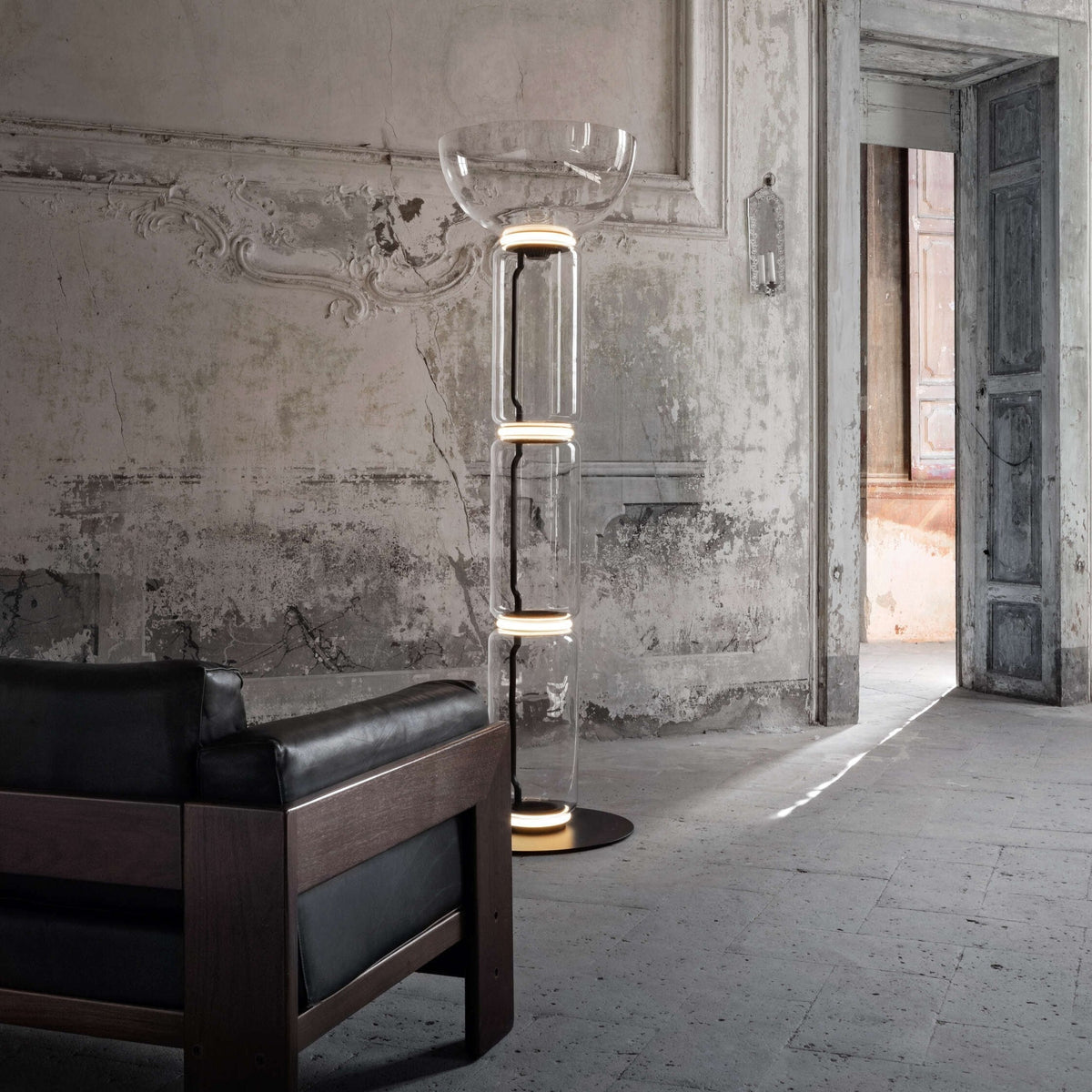 Cyrilys Floor Lamp Bamboo Glass