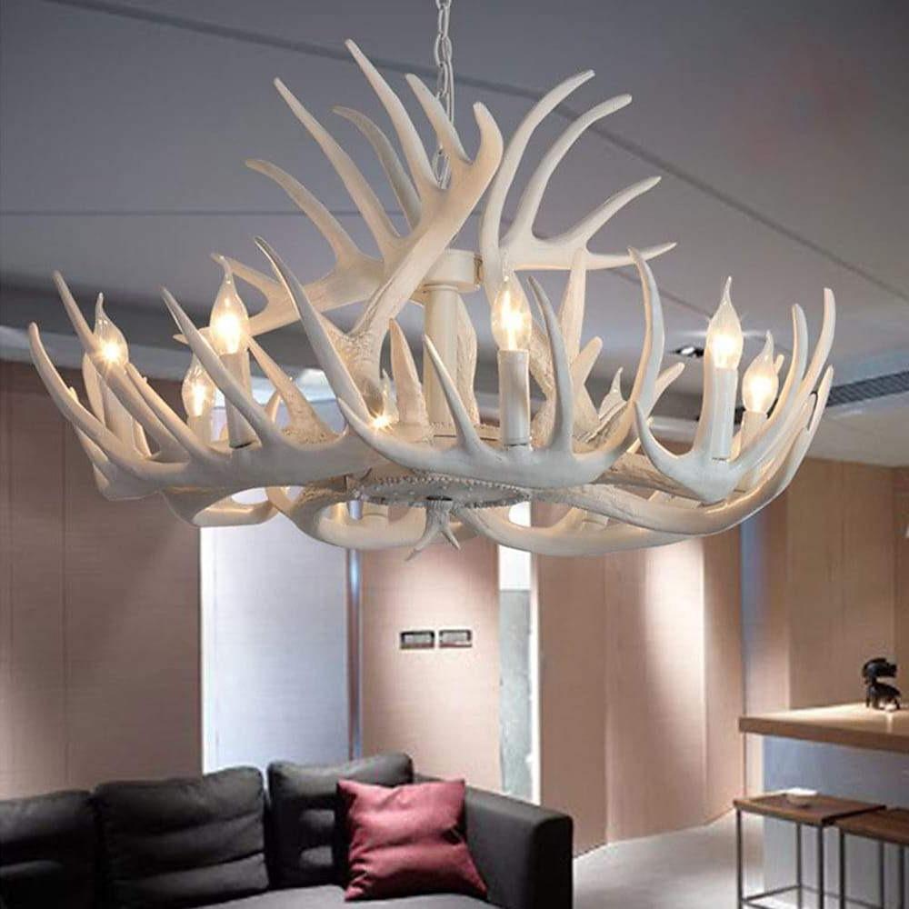 Vintage Antler Chandelier with Candle Lights - 4/6/8 Lights - Lamp Outdoor