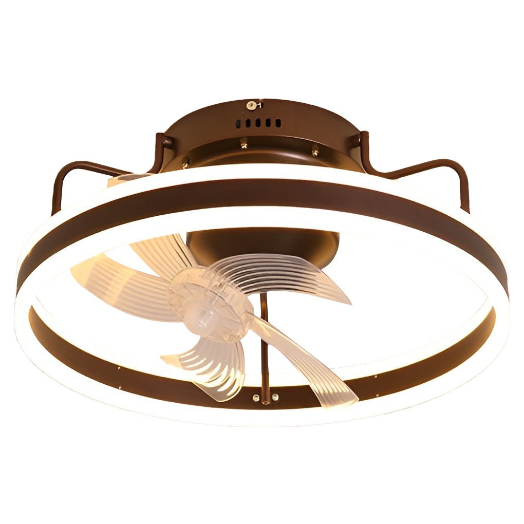 Round 360° Rotating Dimmable LED Silent Ceiling Fan Light with Remote Control - Lamp Outdoor