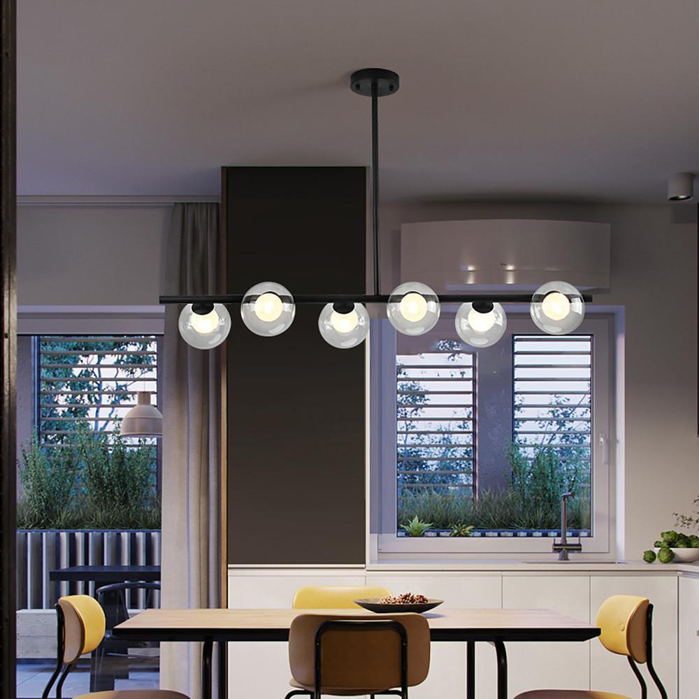 Nordic Style Modern Design Sphere Chandelier Metal Glass Ceiling Light 6 Bulbs - Lamp Outdoor