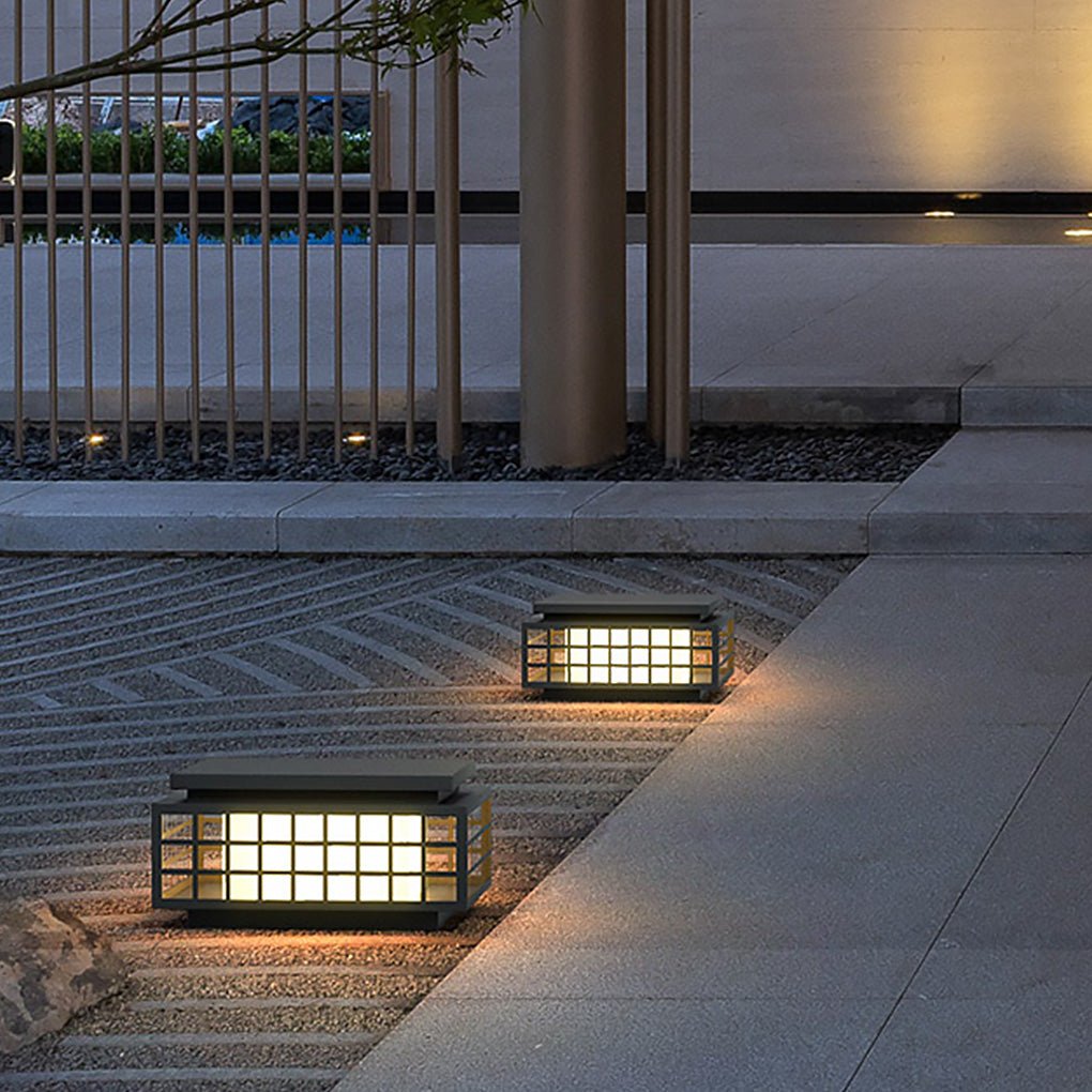 Elegant Solar LED Garden Lamp Vintage Hollowed Pattern, Weatherproof Metal Design - Lamp Outdoor