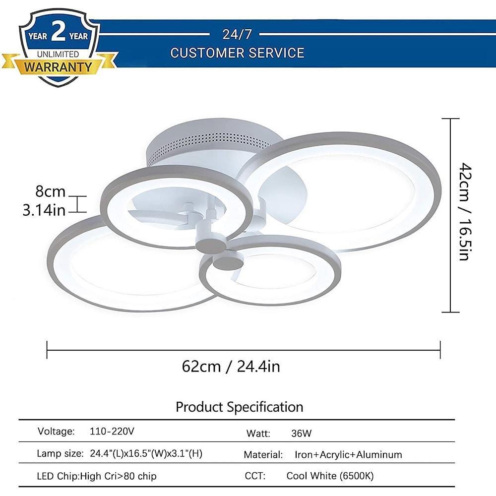 Elegant Semi Flush Mount Ceiling Lights with Unique Overlapping Rings - Lamp Outdoor