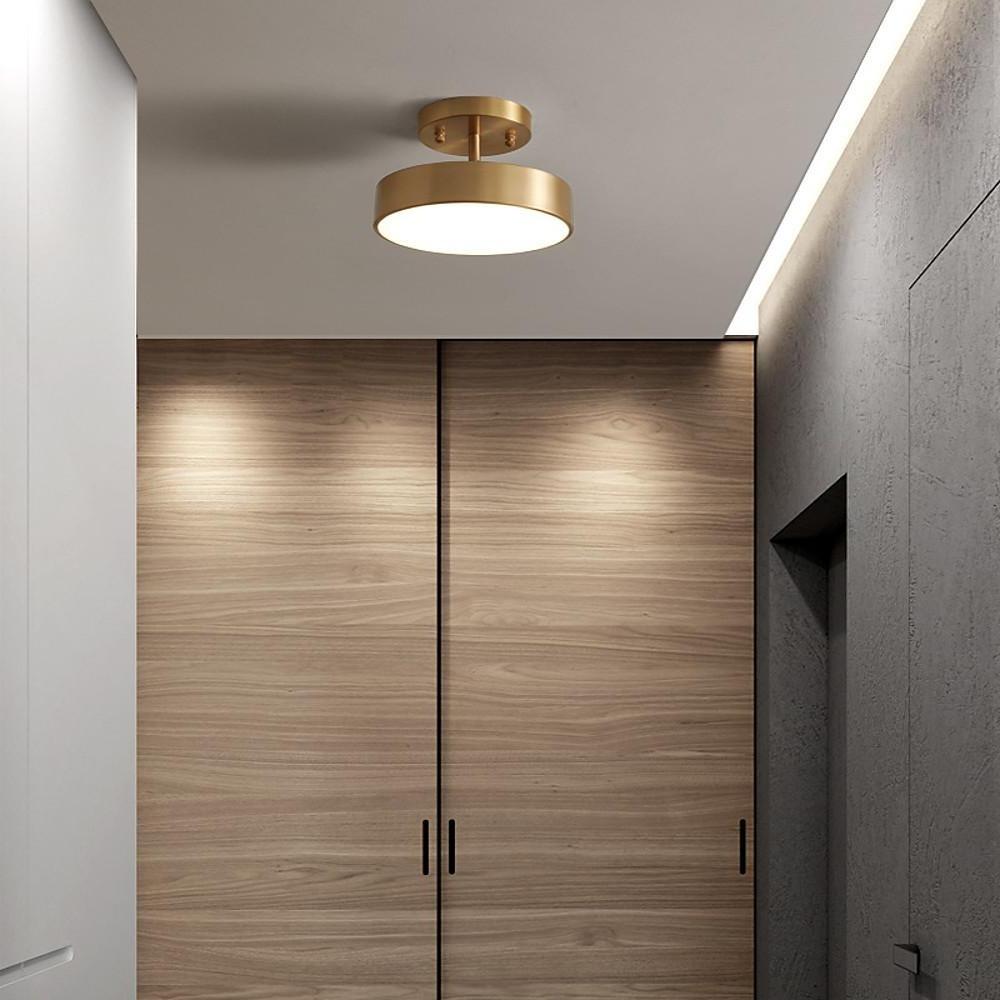 Circular Electroplated Copper LED Nordic Adjustable Ceiling Lights Flush Mount Lighting - Lamp Outdoor